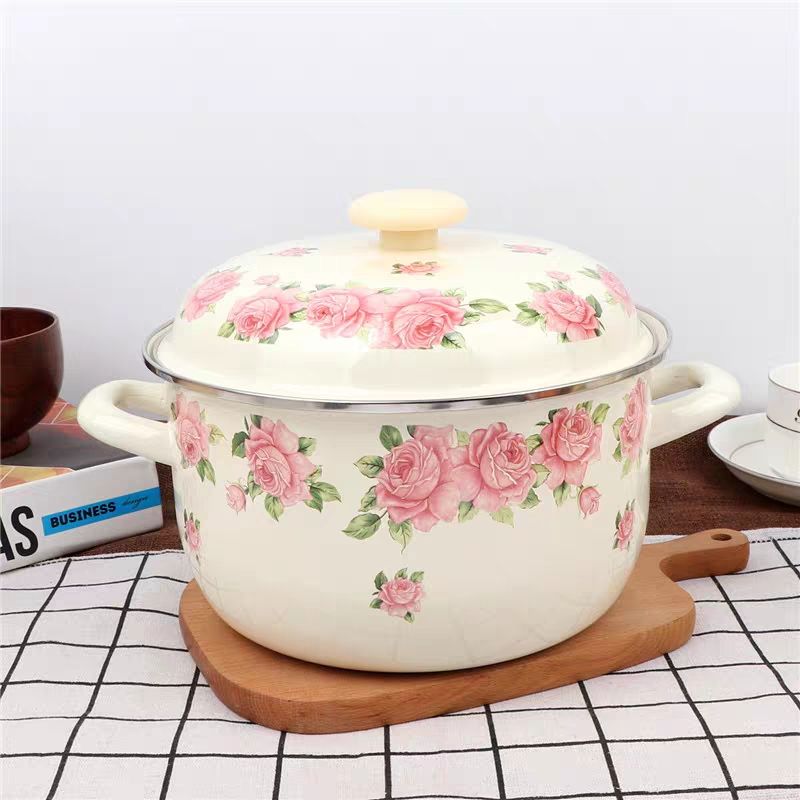 Fondue Pot Ceramic - Panela esmaltada de orelhas duplas com